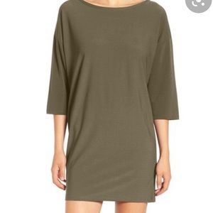 Leith army green shirt dress